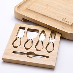 EEZYSONG Bamboo Cheese Charcuterie Board And Knife Set with a removable hidden drawer 